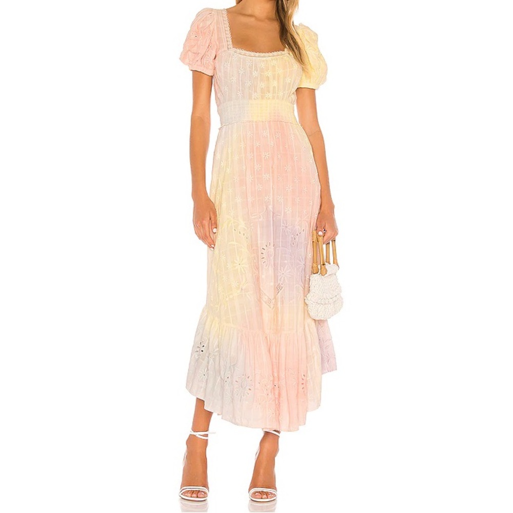 LoveShackFancy Begonia Tie Dye Midi Dress